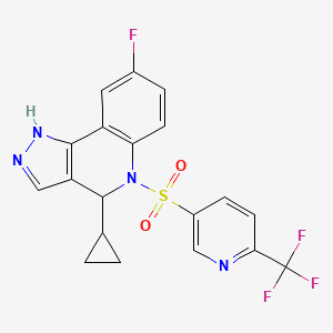 molecular formula C19H14F4N4O2S B12298570 4-Cyclopropyl-8-fluoro-5-[6-(trifluoromethyl)pyridin-3-yl]sulfonyl-1,4-dihydropyrazolo[4,3-c]quinoline 