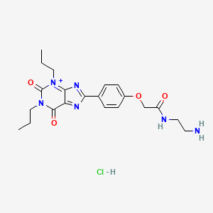 molecular formula C21H28ClN6O4+ B12298575 N-(2-aminoethyl)-2-[4-(2,6-dioxo-1,3-dipropylpurin-3-ium-8-yl)phenoxy]acetamide;hydrochloride 