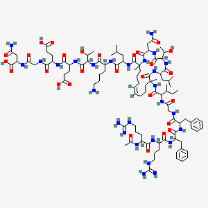 4-[[2-[[2-[[2-[[2-[[(15Z)-20-[[2-[[2-[[2-[[2-[[2-[(2-acetamido-5-carbamimidamidopentanoyl)amino]-5-carbamimidamidopentanoyl]amino]-3-phenylpropanoyl]amino]-3-phenylpropanoyl]amino]acetyl]amino]-3-methylpentanoyl]amino]-8-(2-amino-2-oxoethyl)-5-(1-hydroxyethyl)-11,20-dimethyl-2-(2-methylpropyl)-3,6,9,21-tetraoxo-1,4,7,10-tetrazacyclohenicos-15-ene-11-carbonyl]amino]-4-methylpentanoyl]amino]-6-aminohexanoyl]amino]-3-hydroxybutanoyl]amino]-4-carboxybutanoyl]amino]-5-[[2-[(3-amino-1-carboxy-3-oxopropyl)amino]-2-oxoethyl]amino]-5-oxopentanoic acid