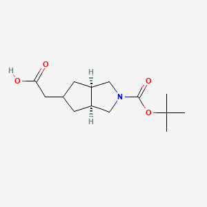 molecular formula C14H23NO4 B12298604 2-[rel-(3aR,5r,6aS)-2-tert-butoxycarbonyl-3,3a,4,5,6,6a-hexahydro-1H-cyclopenta[c]pyrrol-5-yl]acetic acid 