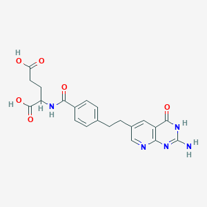 molecular formula C21H21N5O6 B12298628 L-Glutamic acid, N-(4-(2-(2-amino-1,4-dihydro-4-oxopyrido(2,3-d)pyrimi din-6-yl)ethyl)bezoyl)- 