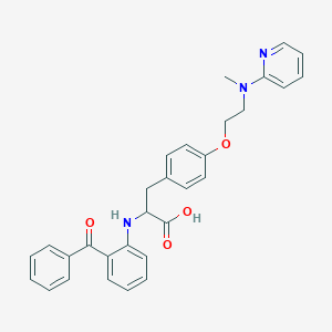 molecular formula C30H29N3O4 B1229865 2-(2-Benzoylanilino)-3-[4-[2-[methyl(2-pyridinyl)amino]ethoxy]phenyl]propanoic acid 