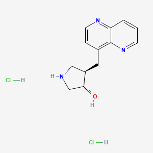 molecular formula C13H17Cl2N3O B12298658 rac-(3R,4S)-4-((1,5-naphthyridin-4-yl)methyl)pyrrolidin-3-ol dihydrochloride 