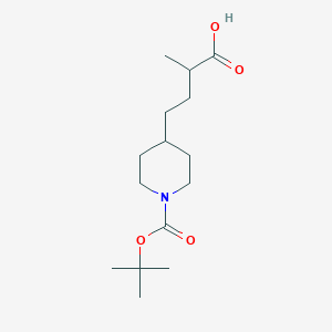 molecular formula C15H27NO4 B12298703 4-{1-[(Tert-butoxy)carbonyl]piperidin-4-yl}-2-methylbutanoic acid 