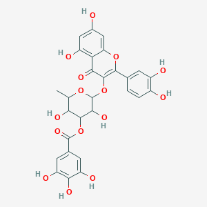 molecular formula C28H24O15 B12298747 [2-[2-(3,4-Dihydroxyphenyl)-5,7-dihydroxy-4-oxochromen-3-yl]oxy-3,5-dihydroxy-6-methyloxan-4-yl] 3,4,5-trihydroxybenzoate 