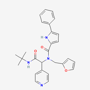 molecular formula C27H28N4O3 B1229876 N-[2-(tert-butylamino)-2-oxo-1-pyridin-4-ylethyl]-N-(2-furanylmethyl)-5-phenyl-1H-pyrrole-2-carboxamide 