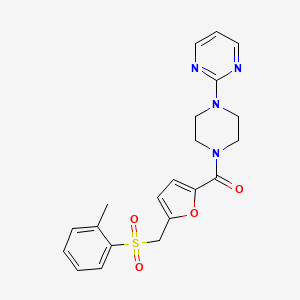 molecular formula C21H22N4O4S B1229877 2-[4-(5-{[(2-Methylphenyl)sulfonyl]methyl}-2-furoyl)piperazin-1-yl]pyrimidine 