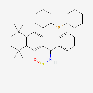 (R)-N-((S)-(2-(Dicyclohexylphosphanyl)phenyl)(5,5,8,8-tetramethyl-5,6,7,8-tetrahydronaphthalen-2-yl)methyl)-2-methylpropane-2-sulfinamide