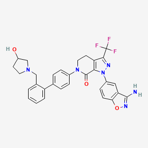 molecular formula C31H27F3N6O3 B12298783 1-(3-Amino-1,2-benzoxazol-5-yl)-6-[4-[2-[(3-hydroxypyrrolidin-1-yl)methyl]phenyl]phenyl]-3-(trifluoromethyl)-4,5-dihydropyrazolo[3,4-c]pyridin-7-one 