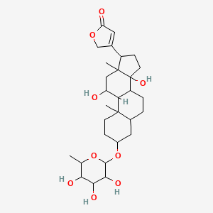 molecular formula C29H44O9 B12298789 Card-20(22)-enolide,3-[(6-deoxy-a-L-mannopyranosyl)oxy]-11,14-dihydroxy-, (3b,5b,11a)- 