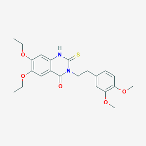 molecular formula C22H26N2O5S B1229879 3-[2-(3,4-dimethoxyphenyl)ethyl]-6,7-diethoxy-2-sulfanylidene-1H-quinazolin-4-one 