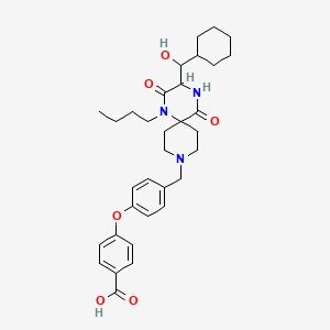 molecular formula C33H43N3O6 B12298791 4-[4-[[1-butyl-3-[cyclohexyl(hydroxy)methyl]-2,5-dioxo-1,4,9-triazaspiro[5.5]undecan-9-yl]methyl]phenoxy]benzoic acid 