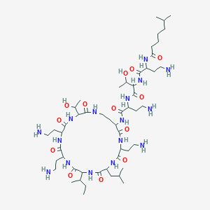 N-[4-amino-1-[[1-[[4-amino-1-oxo-1-[[6,9,18-tris(2-aminoethyl)-12-butan-2-yl-3-(1-hydroxyethyl)-15-(2-methylpropyl)-2,5,8,11,14,17,20-heptaoxo-1,4,7,10,13,16,19-heptazacyclotricos-21-yl]amino]butan-2-yl]amino]-3-hydroxy-1-oxobutan-2-yl]amino]-1-oxobutan-2-yl]-6-methylheptanamide