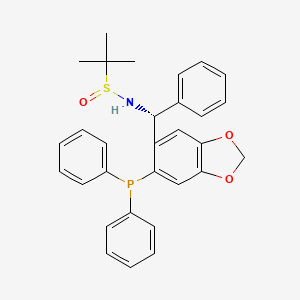 molecular formula C30H30NO3PS B12298813 (R)-N-((R)-(6-(Diphenylphosphanyl)benzo[d][1,3]dioxol-5-yl)(phenyl)methyl)-2-methylpropane-2-sulfinamide 