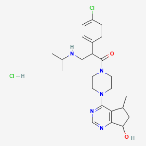 molecular formula C24H33Cl2N5O2 B12298819 (S)-2-(4-Chlorophenyl)-1-(4-((5R,7R)-7-hydroxy-5-methyl-6,7-dihydro-5H-cyclopenta[D]pyrimidin-4-YL)piperazin-1-YL)-3-(isopropyla 