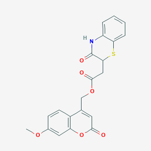 2-(3-oxo-4H-1,4-benzothiazin-2-yl)acetic acid (7-methoxy-2-oxo-1-benzopyran-4-yl)methyl ester