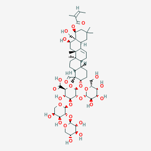 beta-D-Glucopyranosiduronic acid, (3beta,4alpha,16alpha,22alpha)-16,28-dihydroxy-22-[[(2Z)-2-methyl-1-oxo-2-buten-1-yl]oxy]-23-oxoolean-12-en-3-yl O-beta-D-galactopyranosyl-(1-->2)-O-[O-beta-D-xylopyranosyl-(1-->2)-alpha-L-arabinopyranosyl-(1-->3)]-