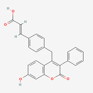 molecular formula C25H18O5 B12298930 (E)-3-(4-((7-hydroxy-2-oxo-3-phenyl-2H-chromen-4-yl)methyl)phenyl)acrylic acid 