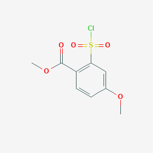molecular formula C9H9ClO5S B012299 甲基2-(氯磺酰基)-4-甲氧基苯甲酸酯 CAS No. 108318-75-8