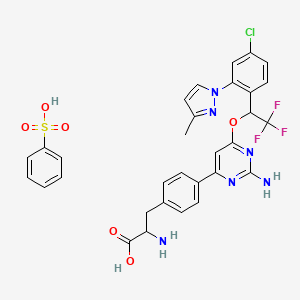 2-amino-3-[4-[2-amino-6-[1-[4-chloro-2-(3-methylpyrazol-1-yl)phenyl]-2,2,2-trifluoroethoxy]pyrimidin-4-yl]phenyl]propanoic acid;benzenesulfonic acid