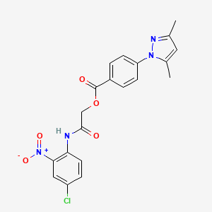 molecular formula C20H17ClN4O5 B1229903 4-(3,5-Dimethyl-1-pyrazolyl)benzoic acid [2-(4-chloro-2-nitroanilino)-2-oxoethyl] ester 