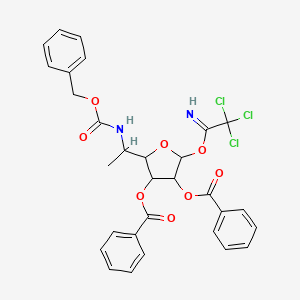 molecular formula C30H27Cl3N2O8 B12299075 Bz(-2)[Bz(-3)][CbzNH(-5d)]6-deoxy-Hexf-O-C(NH)CCl3 