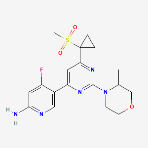 molecular formula C18H22FN5O3S B12299124 4-Fluoro-5-[2-(3-methylmorpholin-4-yl)-6-(1-methylsulfonylcyclopropyl)pyrimidin-4-yl]pyridin-2-amine 