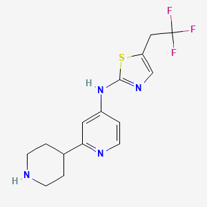 molecular formula C15H17F3N4S B12299125 N-(2-(piperidin-4-yl)pyridin-4-yl)-5-(2,2,2-trifluoroethyl)thiazol-2-amine dihydrochloride 