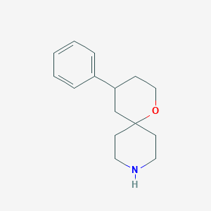 molecular formula C15H21NO B12299144 4-Phenyl-1-oxa-9-azaspiro[5.5]undecane 