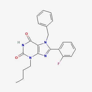 molecular formula C22H21FN4O2 B1229918 3-Butyl-8-(2-fluorophenyl)-7-(phenylmethyl)purine-2,6-dione 
