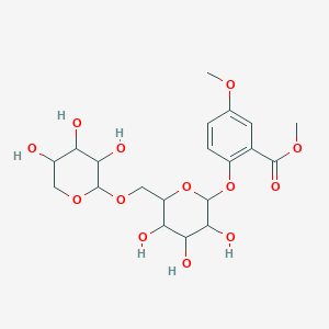 molecular formula C20H28O13 B12299195 Methyl 5-methoxy-2-[3,4,5-trihydroxy-6-[(3,4,5-trihydroxyoxan-2-yl)oxymethyl]oxan-2-yl]oxybenzoate 