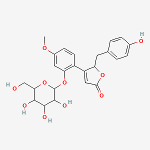 5-[(4-hydroxyphenyl)methyl]-4-(4-methoxy-2-{[3,4,5-trihydroxy-6-(hydroxymethyl)oxan-2-yl]oxy}phenyl)-5H-furan-2-one