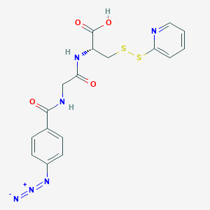 molecular formula C17H16N6O4S2 B1229926 N-(4-Azidobenzoylglycyl)-S-(2-thiopyridyl)cysteine CAS No. 78196-39-1