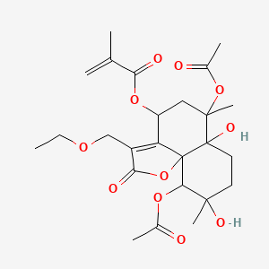 molecular formula C25H34O11 B12299297 [6,10-diacetyloxy-3-(ethoxymethyl)-6a,9-dihydroxy-6,9-dimethyl-2-oxo-5,7,8,10-tetrahydro-4H-benzo[h][1]benzofuran-4-yl] 2-methylprop-2-enoate 