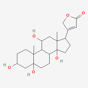 molecular formula C23H34O6 B12299306 3beta,5,11alpha,14-Tetrahydroxy-19-oxo-5beta-card-20(22)-enolide 