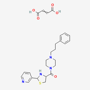 molecular formula C26H32N4O5S B1229931 But-2-enedioic acid;[4-(3-phenylpropyl)piperazin-1-yl]-(2-pyridin-3-yl-1,3-thiazolidin-4-yl)methanone 