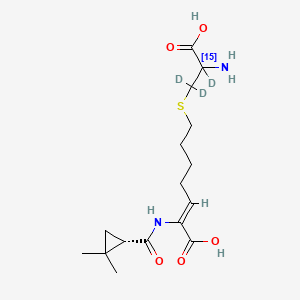 molecular formula C16H26N2O5S B12299346 (Z)-7-(2-(15N)azanyl-2-carboxy-1,1,2-trideuterioethyl)sulfanyl-2-[[(1S)-2,2-dimethylcyclopropanecarbonyl]amino]hept-2-enoic acid 