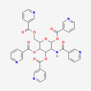 molecular formula C36H28N6O10 B12299360 [5-(Pyridine-3-carbonylamino)-3,4,6-tris(pyridine-3-carbonyloxy)oxan-2-yl]methyl pyridine-3-carboxylate 