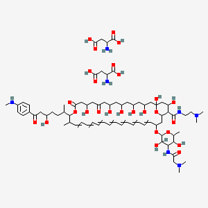 2-aminobutanedioic acid;33-[4-[[2-(dimethylamino)acetyl]amino]-3,5-dihydroxy-6-methyloxan-2-yl]oxy-N-[2-(dimethylamino)ethyl]-1,3,5,7,9,13,37-heptahydroxy-17-[5-hydroxy-7-[4-(methylamino)phenyl]-7-oxoheptan-2-yl]-18-methyl-11,15-dioxo-16,39-dioxabicyclo[33.3.1]nonatriaconta-19,21,23,25,27,29,31-heptaene-36-carboxamide