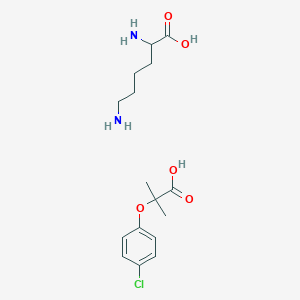 molecular formula C16H25ClN2O5 B12299379 2-(4-Chlorophenoxy)-2-methylpropanoic acid;2,6-diaminohexanoic acid 