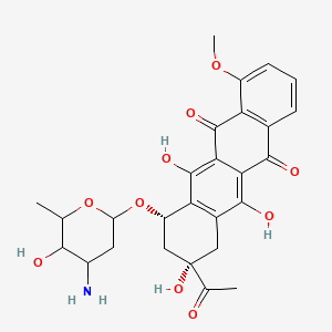 molecular formula C27H29NO10 B1229940 (7S,9S)-9-acetyl-7-[(4-amino-5-hydroxy-6-methyl-2-oxanyl)oxy]-6,9,11-trihydroxy-4-methoxy-8,10-dihydro-7H-tetracene-5,12-dione 