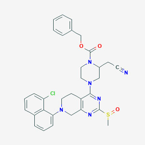 molecular formula C32H31ClN6O3S B12299437 benzyl 4-[7-(8-chloronaphthalen-1-yl)-2-methylsulfinyl-6,8-dihydro-5H-pyrido[3,4-d]pyrimidin-4-yl]-2-(cyanomethyl)piperazine-1-carboxylate 