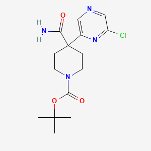 molecular formula C15H21ClN4O3 B12299454 Tert-butyl 4-carbamoyl-4-(6-chloropyrazin-2-yl)piperidine-1-carboxylate 