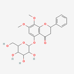 molecular formula C23H26O10 B12299527 7,8-Dimethoxy-2-phenyl-5-[3,4,5-trihydroxy-6-(hydroxymethyl)oxan-2-yl]oxy-2,3-dihydrochromen-4-one 