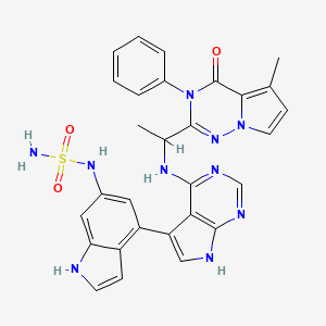 5-methyl-4-oxo-3-phenyl-2-[1-[[5-[6-(sulfamoylamino)-1H-indol-4-yl]-7H-pyrrolo[2,3-d]pyrimidin-4-yl]amino]ethyl]pyrrolo[2,1-f][1,2,4]triazine