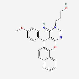 molecular formula C25H23N3O3 B1229960 3-[8-imino-7-(4-methoxyphenyl)-7H-benzo[7,8]chromeno[2,3-d]pyrimidin-9(8H)-yl]propan-1-ol 