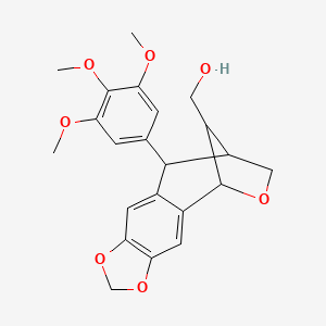 molecular formula C22H24O7 B12299616 [11-(3,4,5-Trimethoxyphenyl)-5,7,14-trioxatetracyclo[10.2.1.02,10.04,8]pentadeca-2,4(8),9-trien-15-yl]methanol 