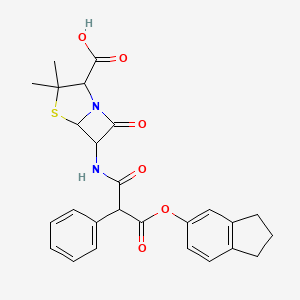 6-{3-[(2,3-Dihydro-1H-inden-5-yl)oxy]-3-oxo-2-phenylpropanamido}-3,3-dimethyl-7-oxo-4-thia-1-azabicyclo[3.2.0]heptane-2-carboxylic acid