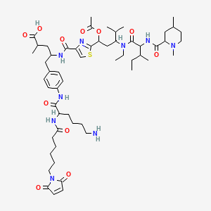 4-[[2-[1-Acetyloxy-3-[[2-[(1,4-dimethylpiperidine-2-carbonyl)amino]-3-methylpentanoyl]-ethylamino]-4-methylpentyl]-1,3-thiazole-4-carbonyl]amino]-5-[4-[[6-amino-2-[6-(2,5-dioxopyrrol-1-yl)hexanoylamino]hexanoyl]amino]phenyl]-2-methylpentanoic acid