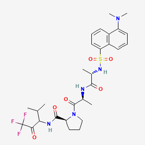 molecular formula C29H38F3N5O6S B12299756 L-Prolinamide, N-[[5-(dimethylamino)-1-naphthalenyl]sulfonyl]-L-alanyl-L-alanyl-N-[3,3,3-trifluoro-1-(1-methylethyl)-2-oxopropyl]-, (S)-(9CI) 